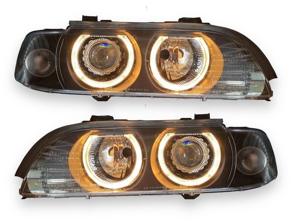 Rhd LHD Scheinwerfer Projektor Paar Angel Eyes Xenon Klar Black FüR BMW E39-image