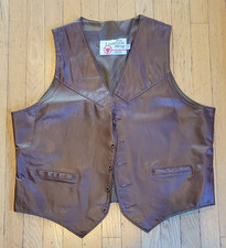 1970s Vintage Sears The Leather Shop Vest 48R Near Mint