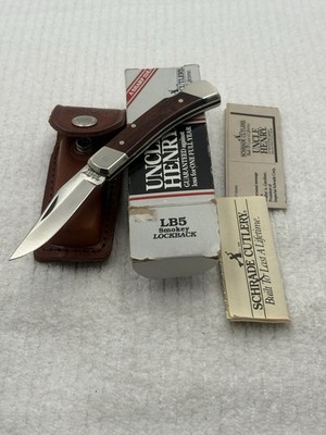 Schrade USA Uncle Henry LB5 Smokey Lock Back Folder W Sheath
