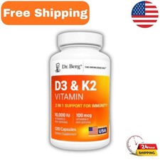 Dr. Berg  s Nutritionals 100mg Vitamin D3  K2 Dietary Supplement-120 Capsules US
