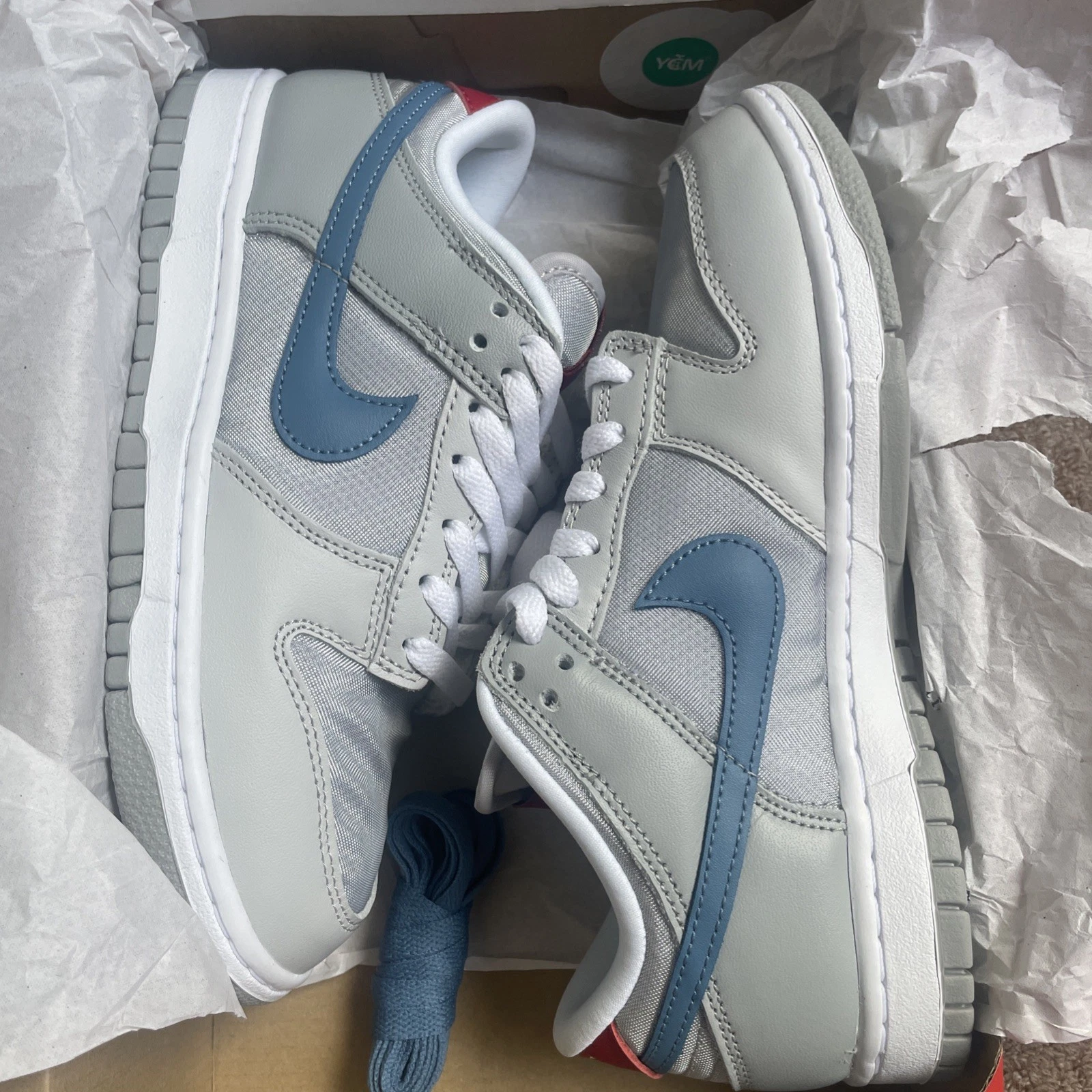 UK 5.5 (EU38.5) Nike Dunk Low argento metallizzato tempesta dell'Egeo