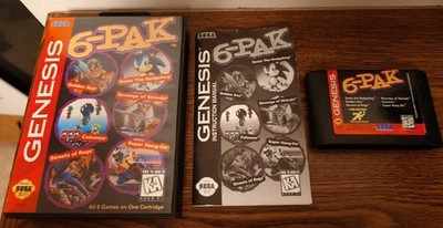 Genesis 6-Pak COMPLETE CIB Clamshell Variant (Sega Genesis, 1995) Hangtab Pack