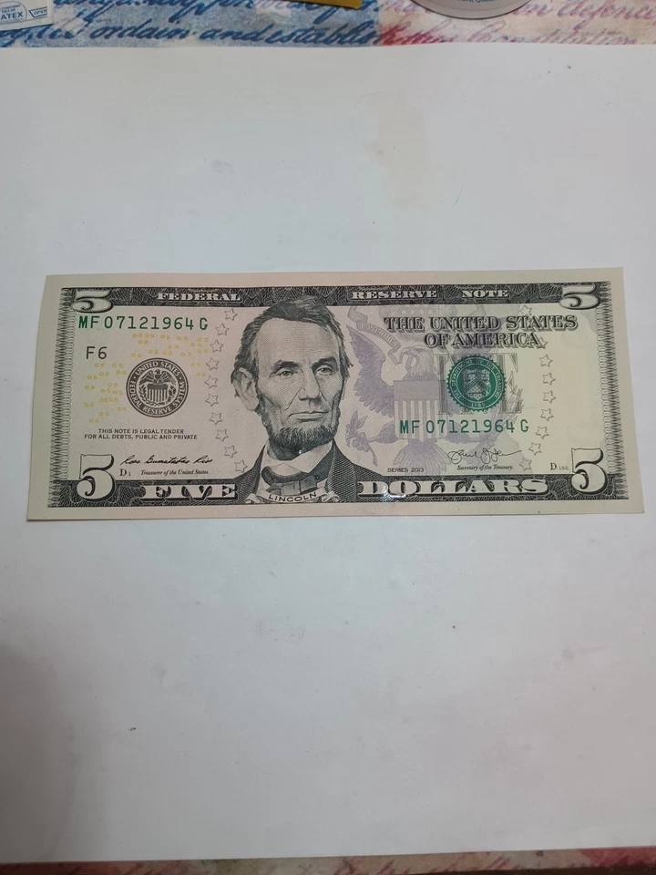 2013 $5 F ATLANTA BEP MF-G BLOCK TRUE BIRTHDAY NOTE JULY 12 1964 (MF07121964G) - Image 3 of 4