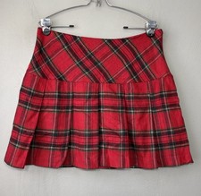 Tartan Plaid Pleated Y2K Skirt Size 10 Red Mini Academia Schoolgirl University