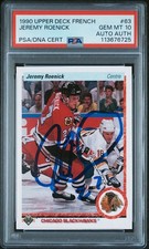Jeremy Roenick 1990 UPPER DECK FRENCH #63 Rookie Card  PSA 10 DNA AUTO AUTHENTIC