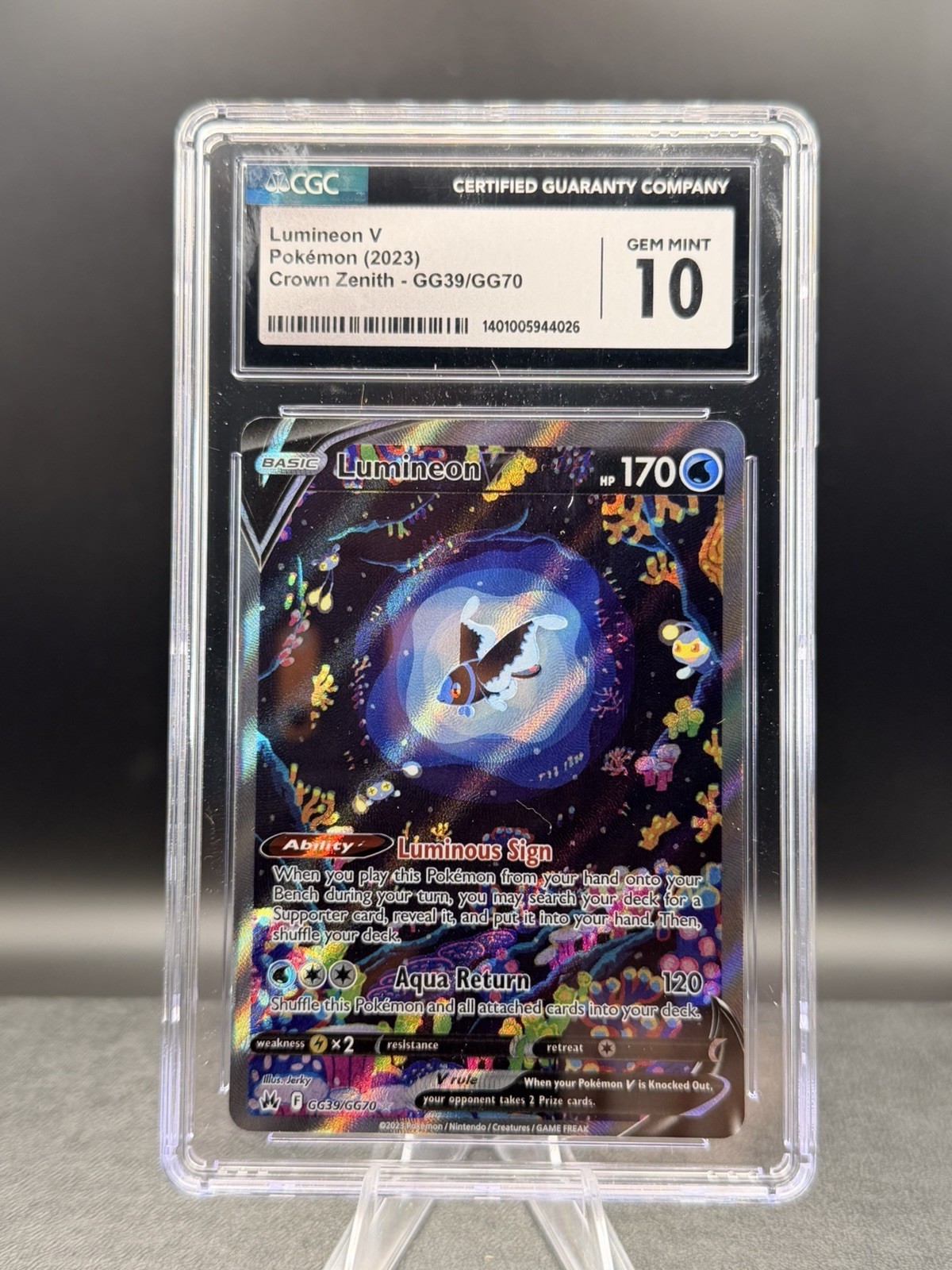 CGC GEM MINT 10 Lumineon V GG39/GG70 SWSH: Crown Zenith: Galarian Gallery Holo