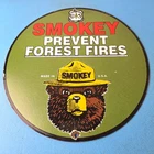 Vintage Smokey Bear Porcelain Sign - Forest Fires Gas Pump Forest Station Sign
