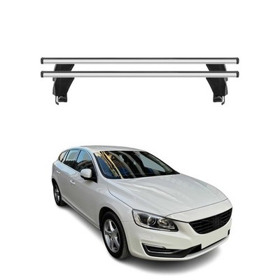 Top Roof Racks Cross Bars fits Volvo V60 2015-2018 2Pcs Gray Aluminium
