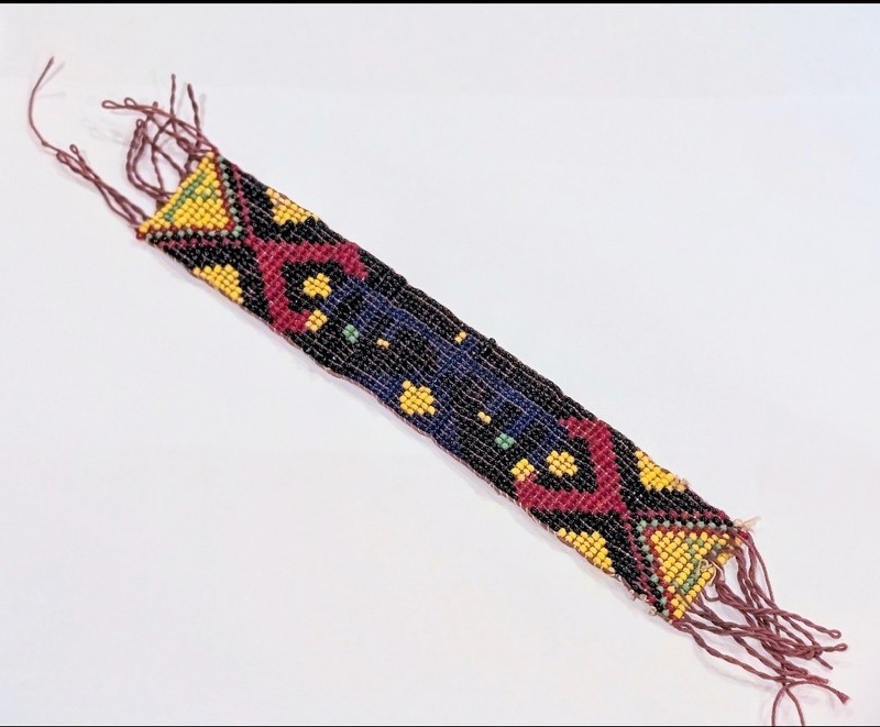 Antique Native American Glass Seed Bead Beadwork Regalia Strap