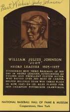 Judy Johnson Autographed Gold HOF Plaque Postcard...Beckett Authenticated!!