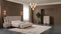 Beiges Schlafzimmer-Set Bett Kommode Nachttische SchlafzimmermöBel