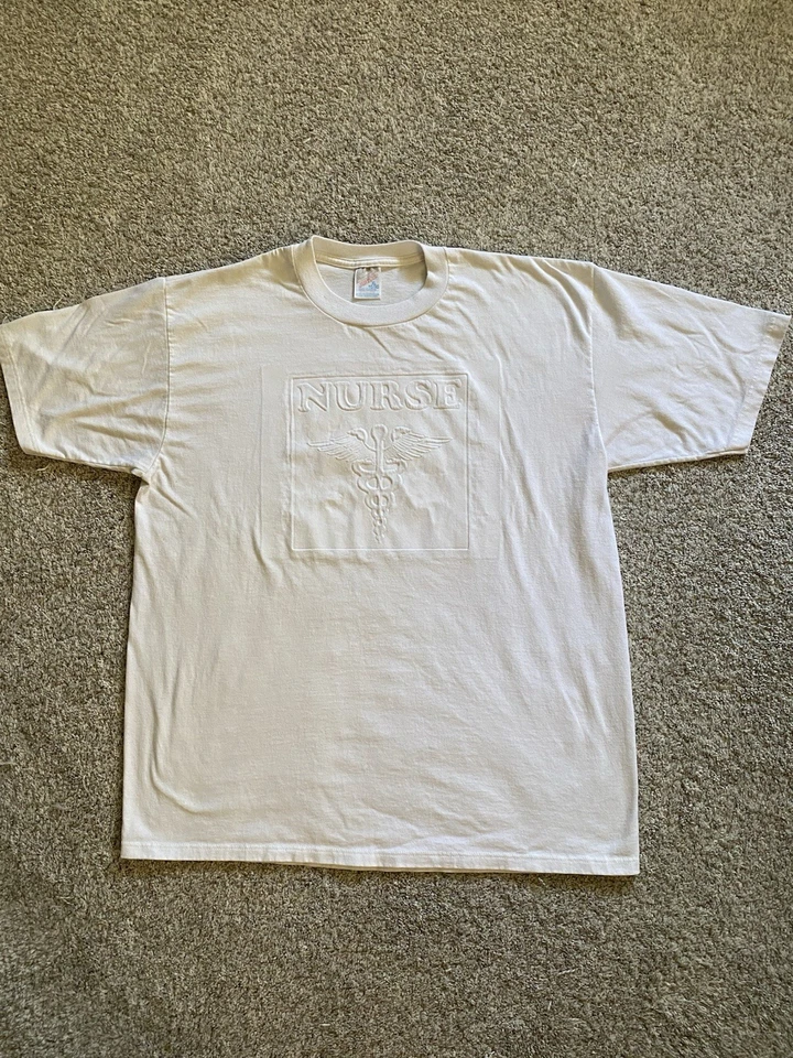 Camiseta de Enfermería Vintage Talla XL Camiseta Unisex Años 80 90 Blanca Enfermera Gráfico Repujado Foto 2 de 3
