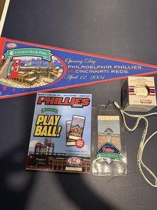 2004 Phillies Citizens Bank Park 1st Game Lot pennant Opening Day LTD ED Ball ++