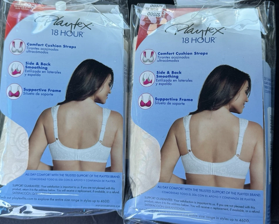 2 x Women's Playtex 18 Hour Ultimate Shoulder Comfort Size 52DDD Natural Beige - Image 4 of 4