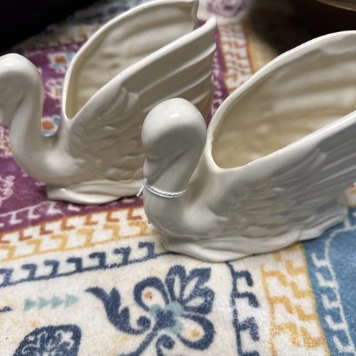 2 McCoy Vintage White Swan Planter