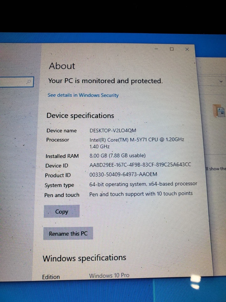 Dell Latitude 12 Rugged 7202 11.6" M-5Y71 8GB RAM 256GB SSD WIN10 NO BATTERY #69 - Image 3 of 4