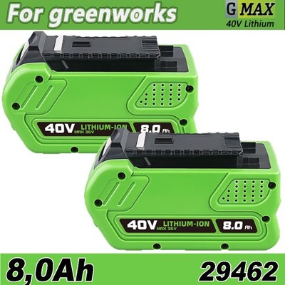 2X Für Greenworks 40Volt 8,0Ah G-MAX 40V Li-Ion Akku G-MAX 29462 29472 29252 Neu