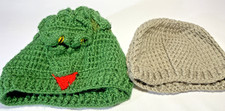 Lot of 2 Handmade Knitted Knit Beanie Hat Youth Toddler Unisex Warm Winter