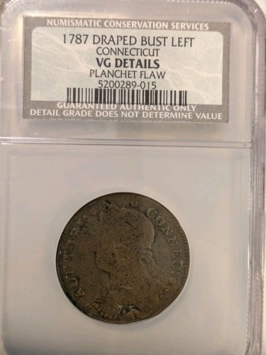 1787 Connecticut Copper Original NGC VG Details Facing Left Planchet Flaws