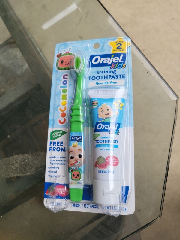 Orajel Kids Training Toothpaste Fluoride Free-Toothbrush & 1oz Toothpaste