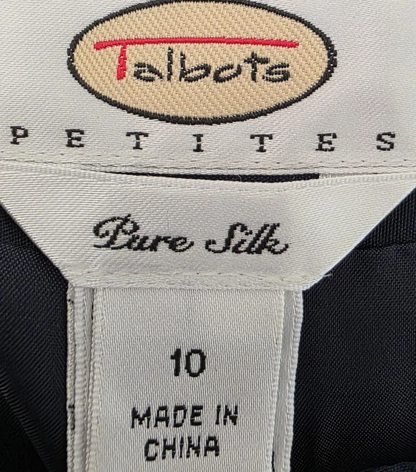 Pantalones capri Talbots para mujer talla 10P 10 pequeños botones cremallera seda azul plata Foto 2 de 4