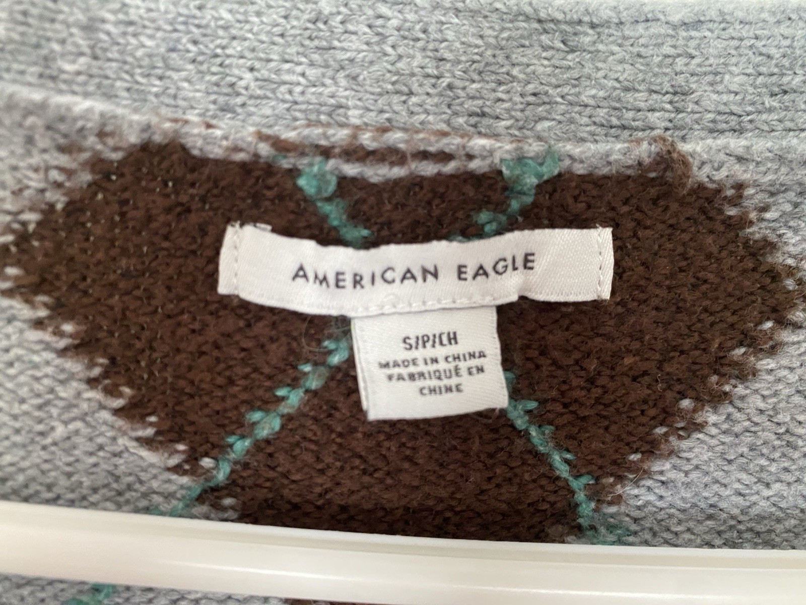 American Eagle Argyle Button Up Cropped Cardigan … - image 2