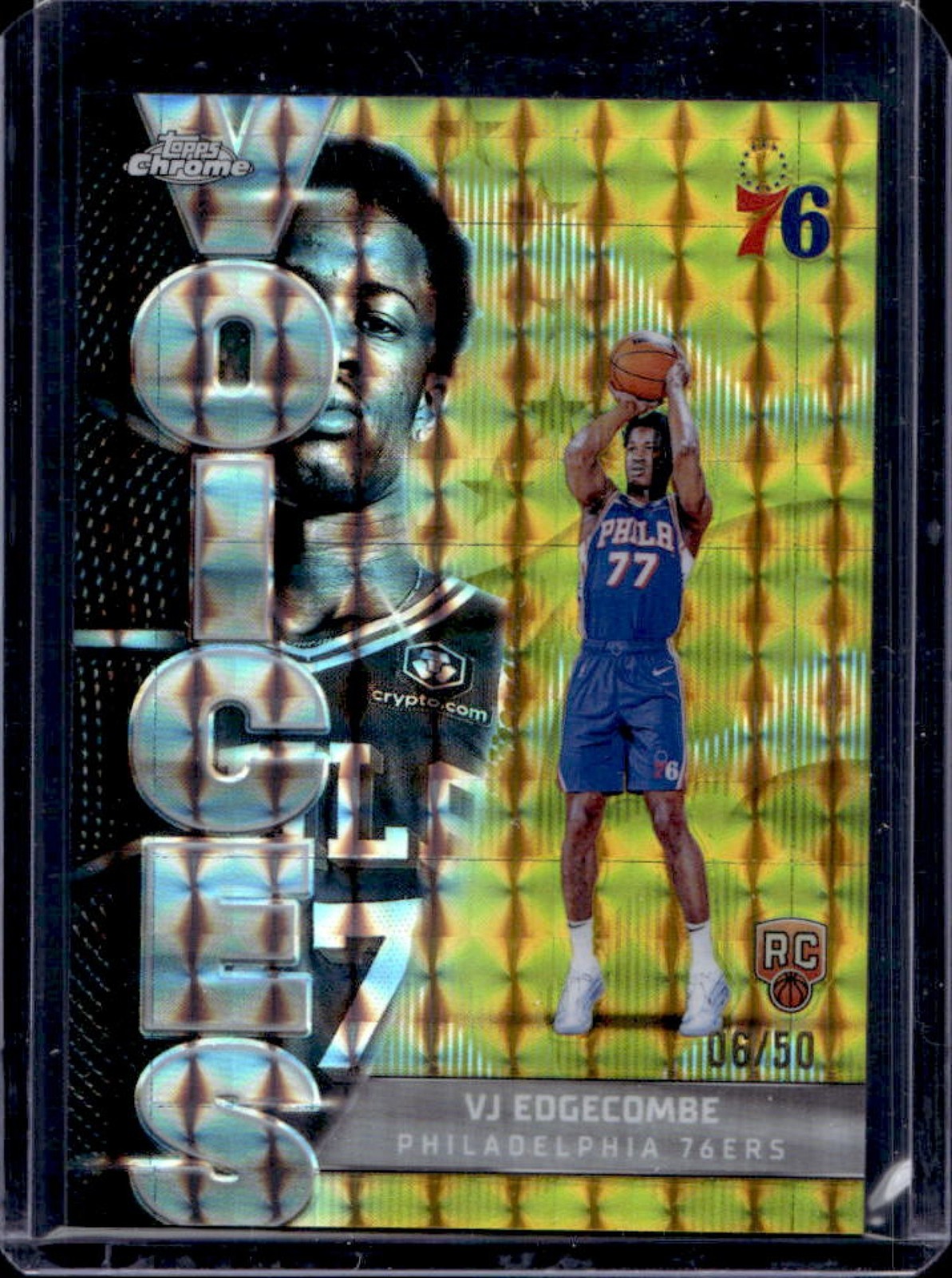2025-26 Topps Chrome VJ Edgecombe Voices RC Geometric Gold Refractor #6/50 76ers