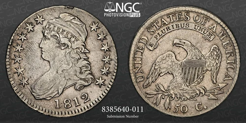 1812  50C CAPPED BUST HALF DOLLAR  O-105  NGC VF DETAILS "CLEANED" #8385640-011