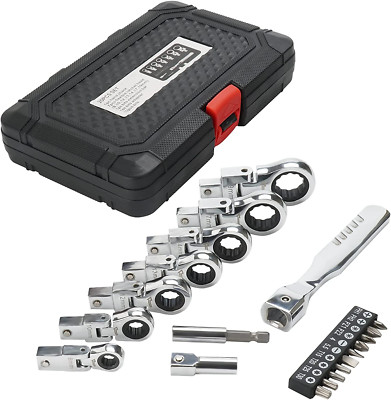 20 PCs Flex Head Ratchet Wrenches Gear Metric Tubing, Large Torx Angle Tool Set 