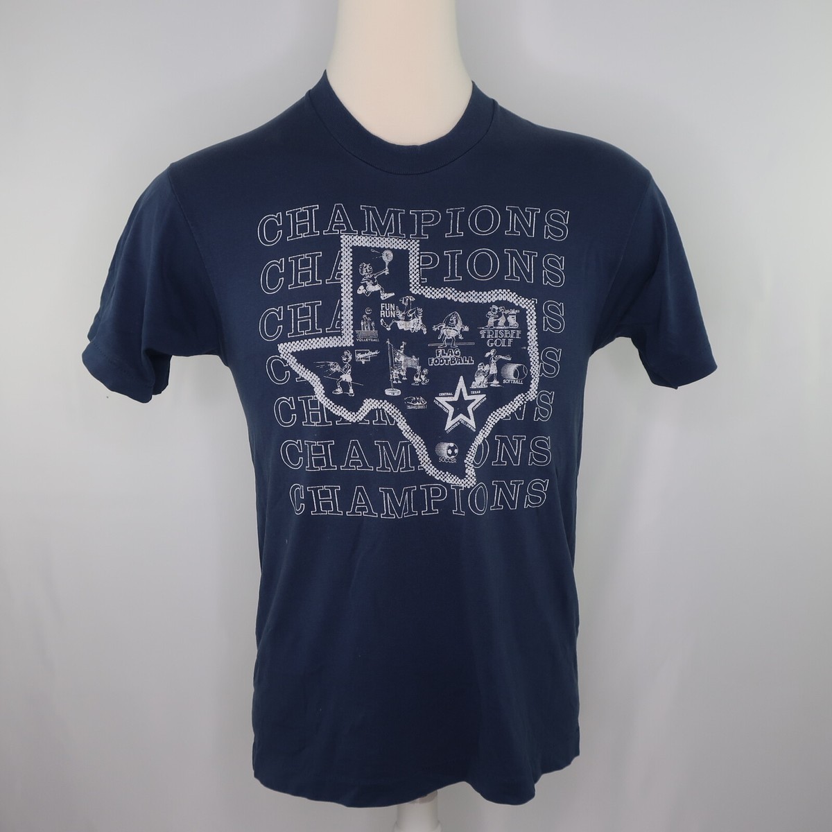 VTG 80s Screen Stars Texas Champions Sports Football T Shirt Mens 