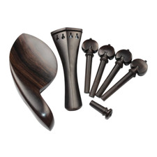 1set new Natural ebony wood part 4/4 ,Pegs, Chin rest, Tail piece, End pin 3