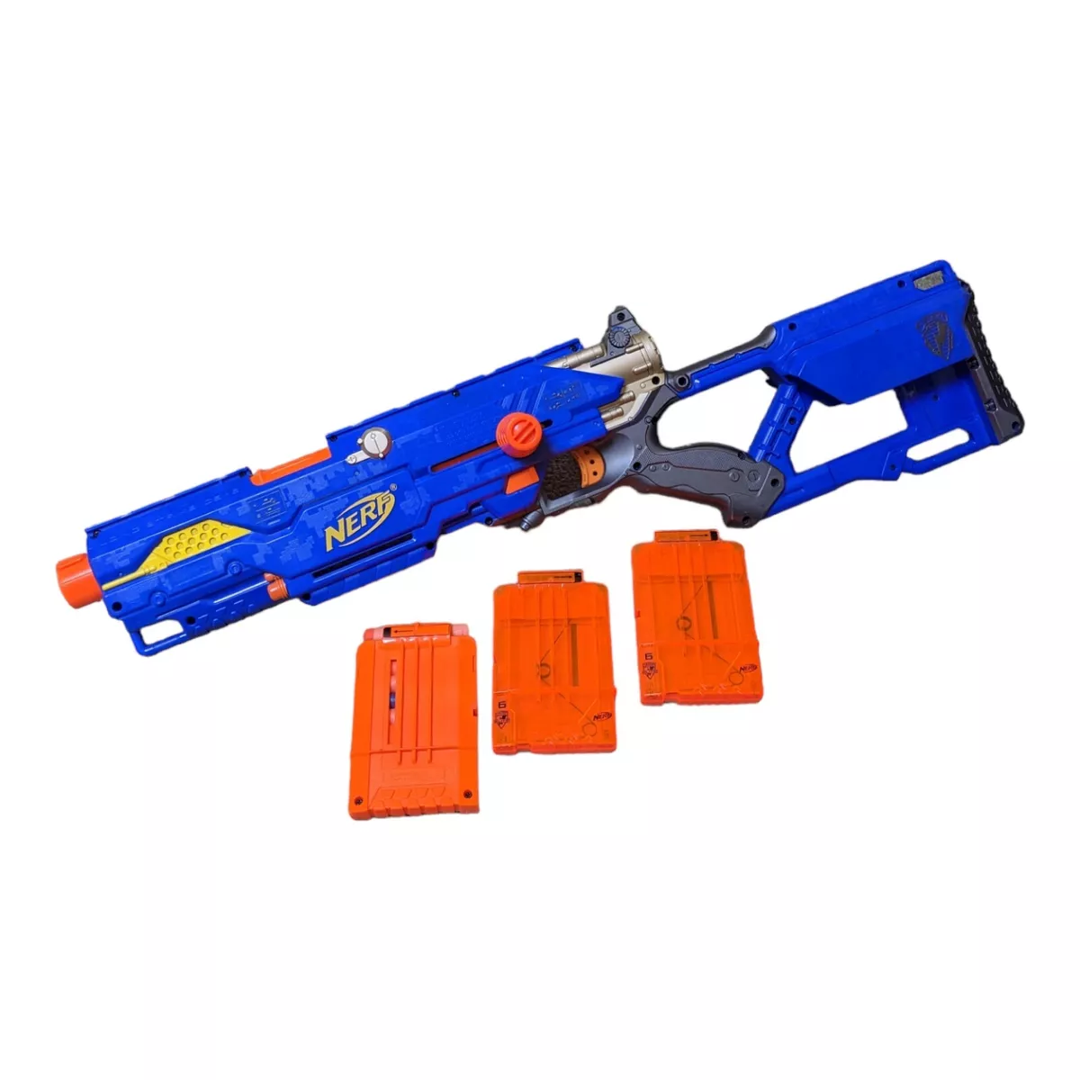 NERF DART GUN - LONGSTRIKE CS-6 Blue Sniper Rifle w/ Large