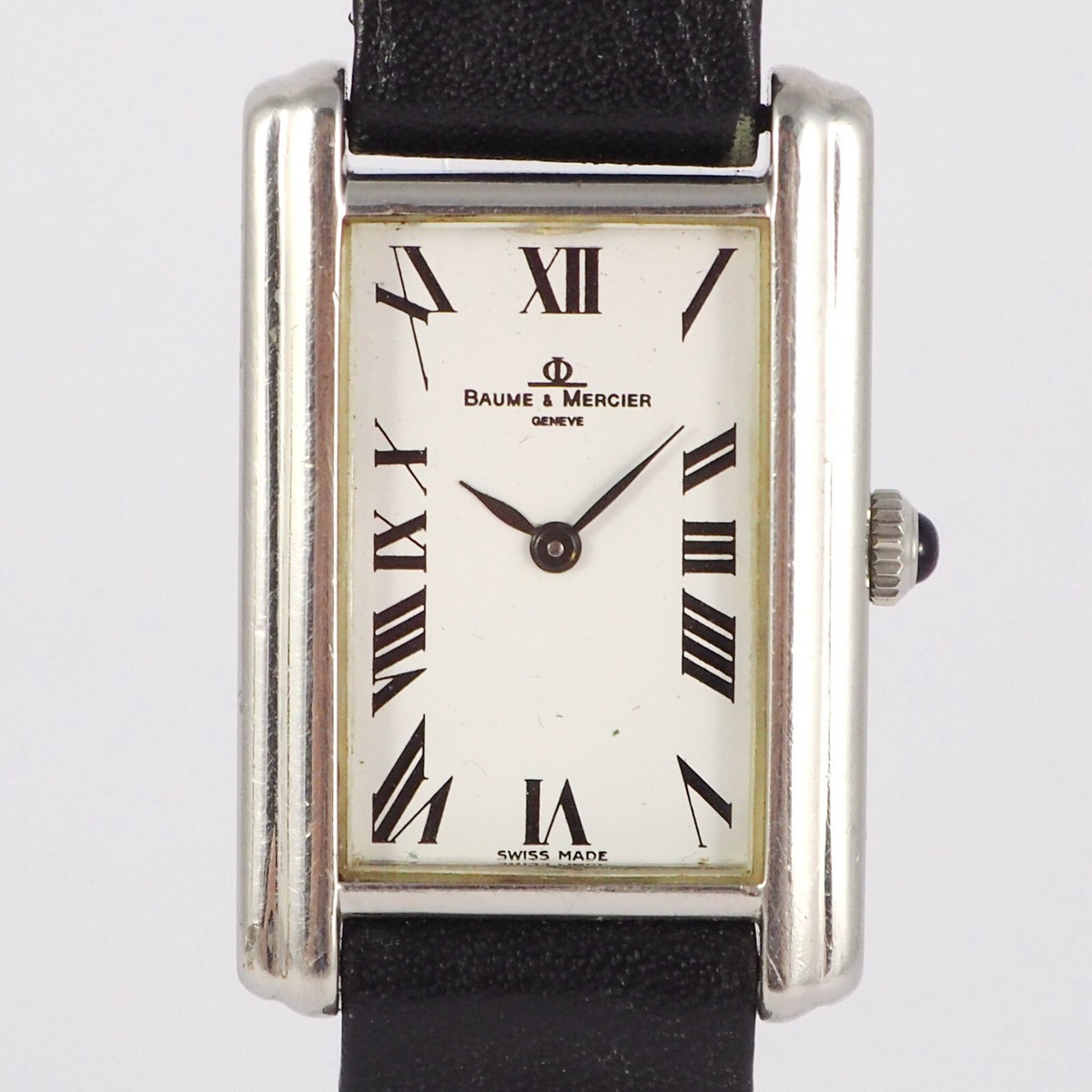 BAUME MERCIER TANK Art Deco Herrenarmbanduhr in Edelstahl 1980er  1724
