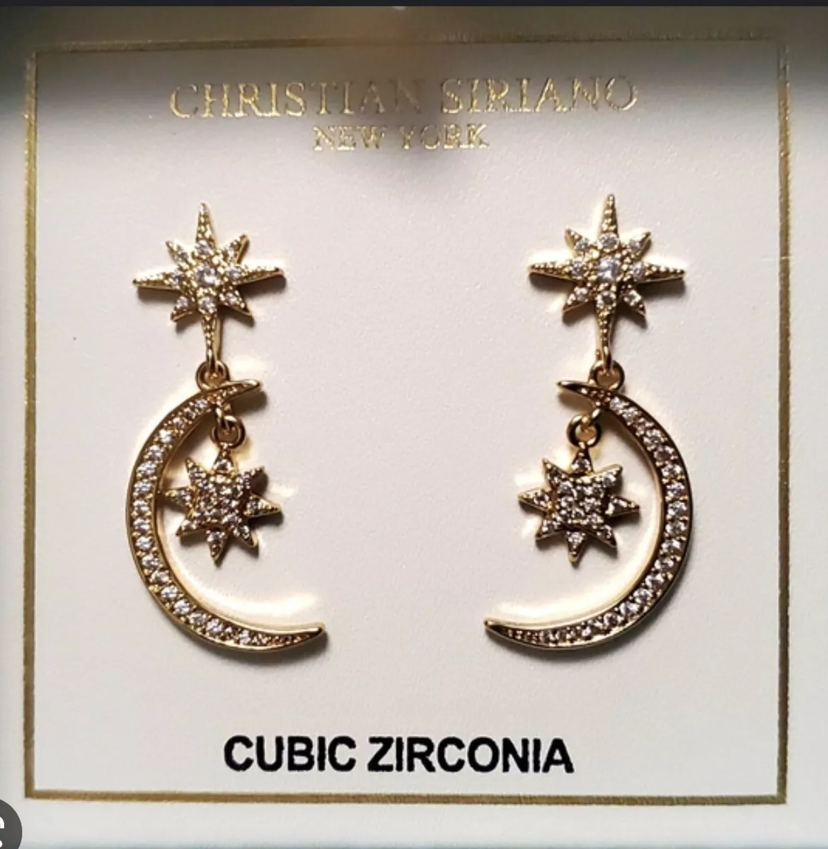 Christian Siriano Moon Stars Crystal Earrings NEW IN BOX eBay