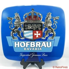 Hofbrau Bavaria, Imported German Beer, Clear Blue Plastic  Advertisement Sign