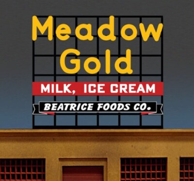 MEADOW GOLD BILLBOARD ANIMATED NEON SIGN FOR O-SCALE-LIGHTS, FLASHES & MORE!