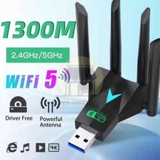USB 3.0 Wireless WIFI Adapter 1300Mbps Long Range Dongle Dual Band 5Ghz Network