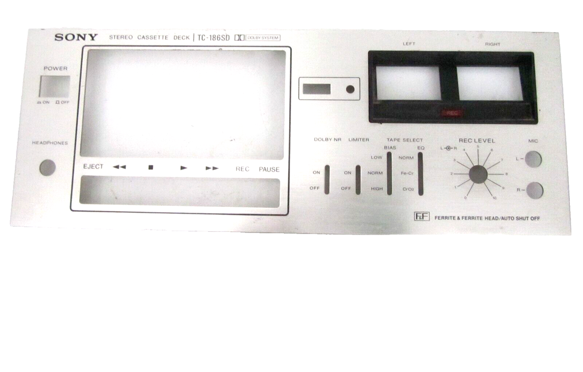 SONY TC-186SD Cassette Deck Front Panel Silver Finish J-544-036-00