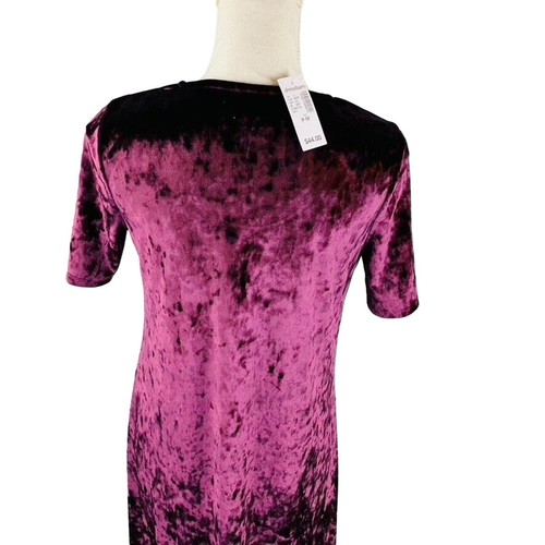 New Dress Barn Womans Sz Medium Petite Dress Purple Velvet Hi-Low NWT - Picture 7 of 8