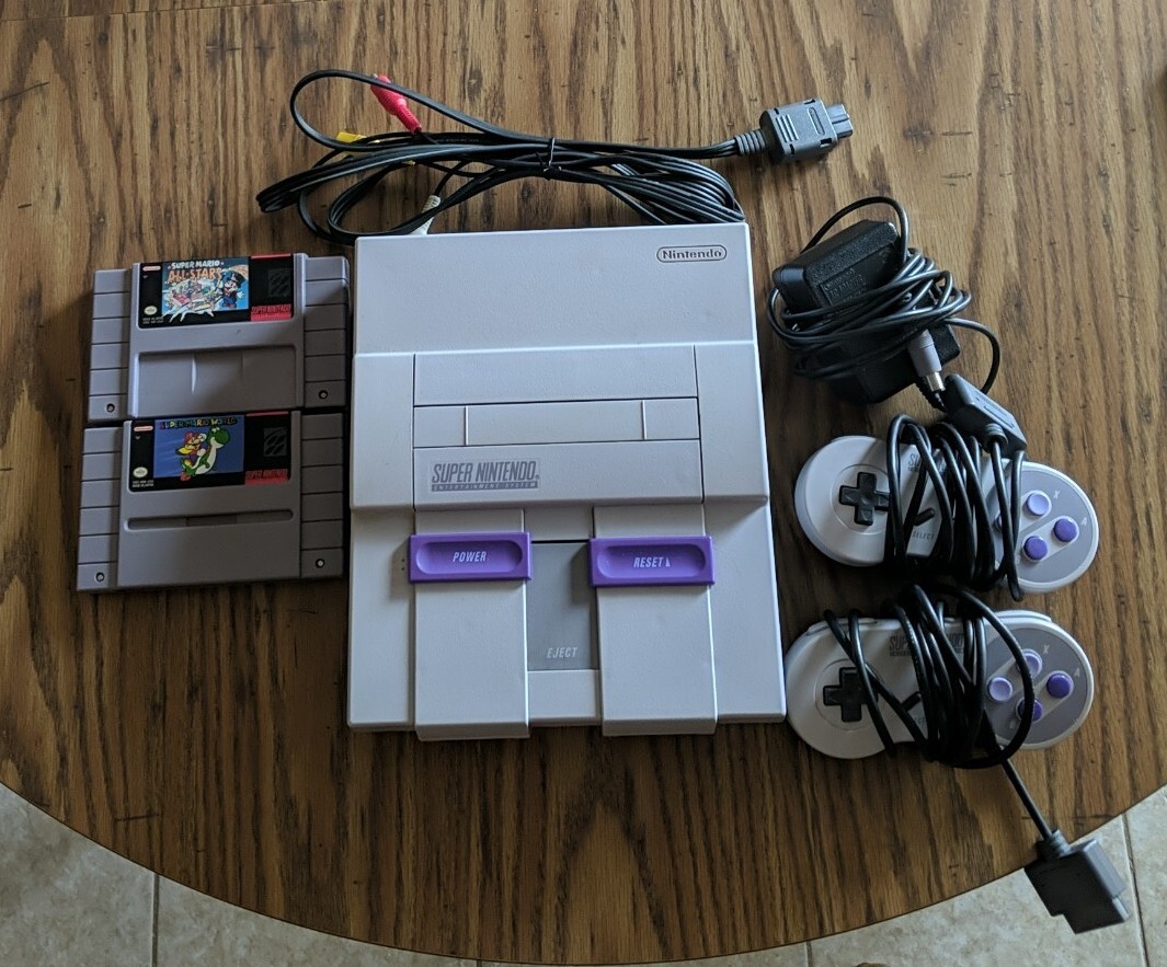 Super Nintendo SNES Console w/ OEM Controllers + w/ Mario