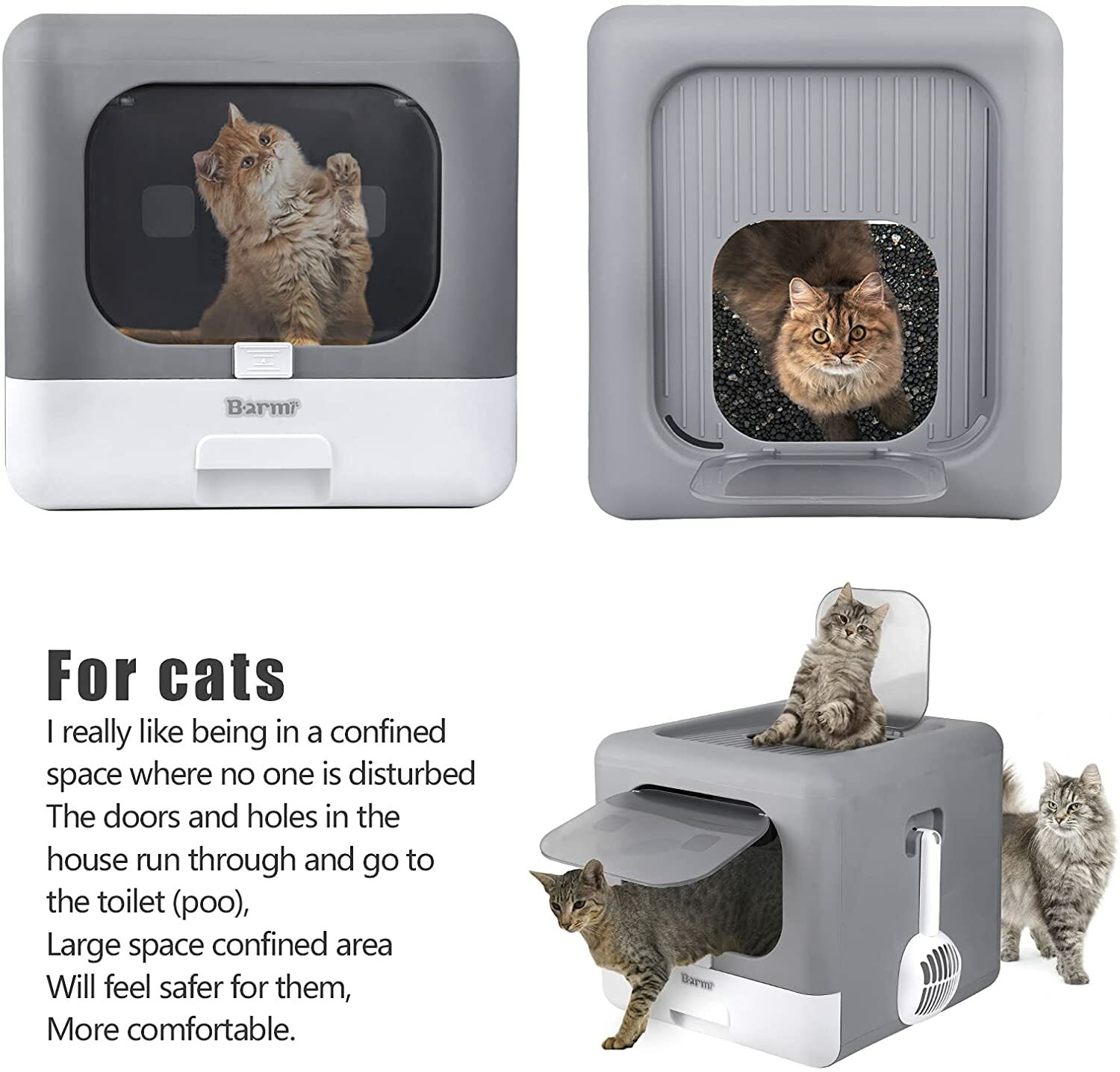 Cat Litter Hooded Box Enclosed Carbon Filter Tray Scoop Set Cat Toilet No Smells