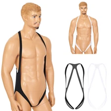 Men Swimsuit Jockstrap V Sling Thong Bodysuit Underwear Leotard Wresting Singlet