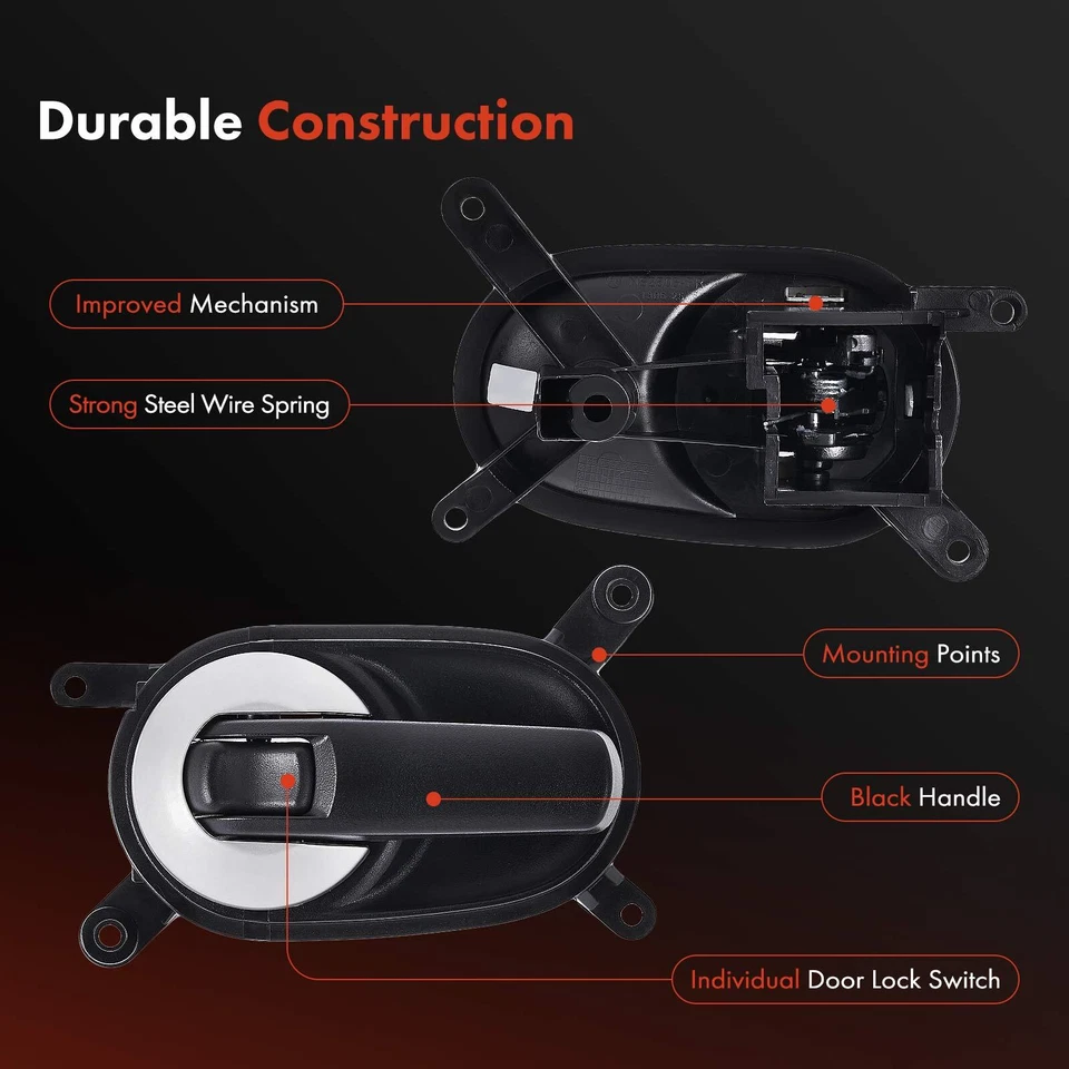 Maçaneta interna da porta do passageiro dianteiro Black Rouge para Nissan Quest 2004 2005 2006 - Imagem 4 de 4