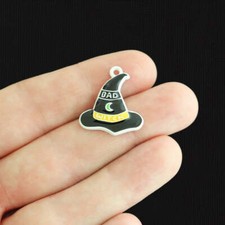 4 Witch Hat White Enamel Charms - E832