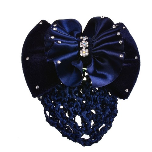 Women Satin Bow Barrette Double Bowknot Hair Net Hair Bun Barrette Hair Clip▱ - Picture 97 of 109