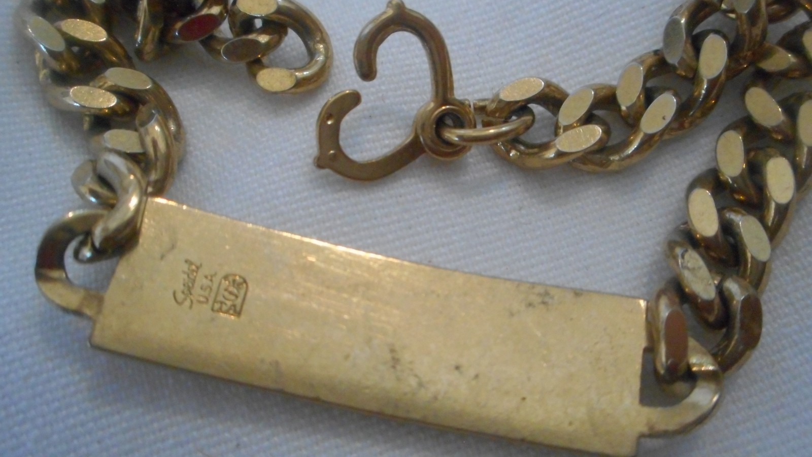 Vintage Speidel ID Identification Chain Bracelet Gold… Gem