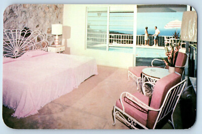 Acapulco Guerrero Mexico Postcard Hotel Las Brisas Bedroom Terrace c1950's