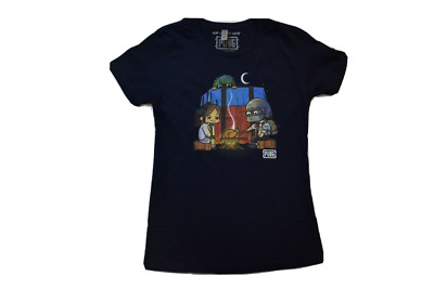 PUBG Womens Tasty Dinner Campfire Navy Blue Shirt New M, L, 2XL