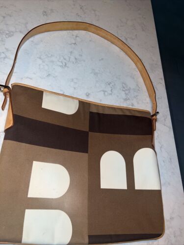 BALLY Shoulder Bag Beige Canvas x Leather Purse - Picture 2 of 12