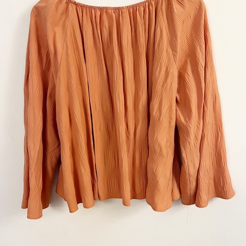 Elizabeth and James Off The Shoulder Blouse Size Large Boho Orange Bell Sleeves - Picture 11 of 11